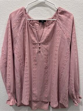 Frye Dusty Rose Pink Eyelet Peasant Blouse